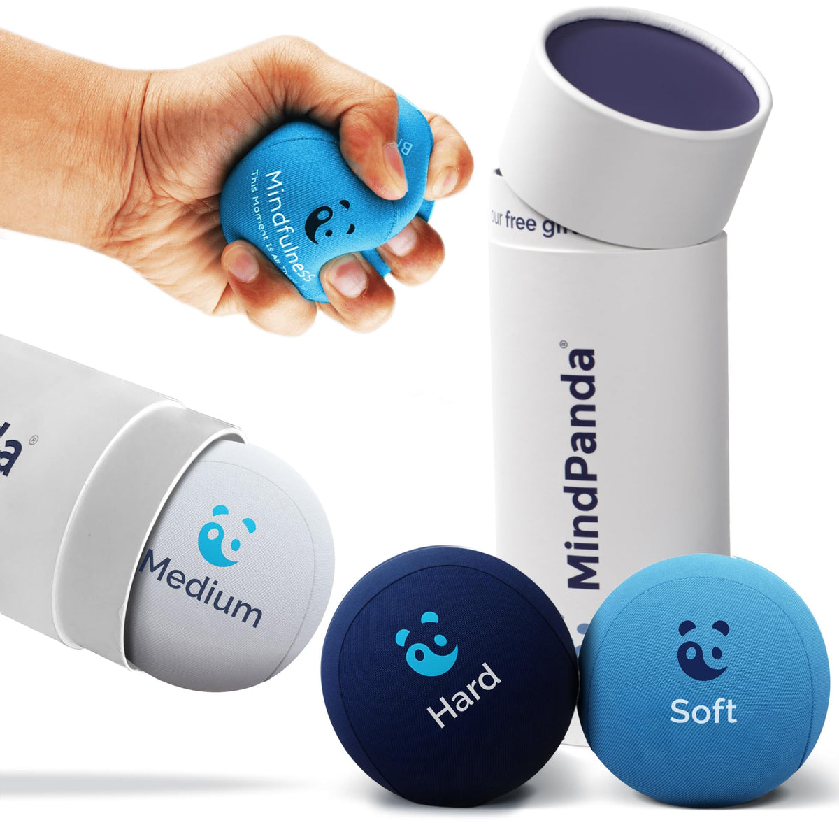Mind & Body Stress Balls for Adults - Multi-Density Squeeze Balls for Hand Therapy & Grip Strengthening - Stress & Anxiety Relief - Soft to Triple Density Options
