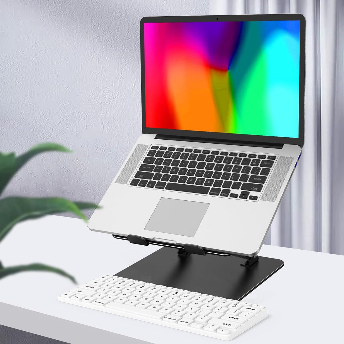 Adjustable Laptop Stand for Desk, Metal Foldable Laptop Riser Holder, Portable Desktop Book Stands, Ventilated Cooling Computer Notebook Stand