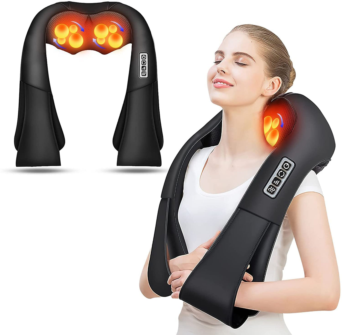 AERLANG Shiatsu Back and Neck Massager, Back Massager Deep Tissue Kneading Neck and Shoulder Massage with Heat