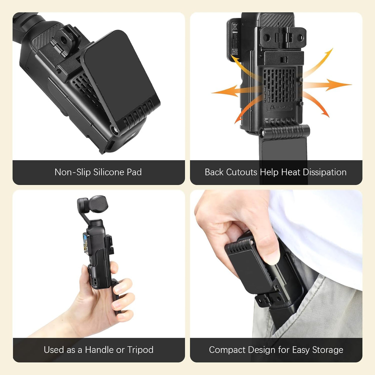 AMAZEAR Magnetic Mount Stand Compatible with DJI Osmo Pocket 3, Upgraded Pocket3 Accessories Adapter Clamp Magnet Suction Case Holder (Black)