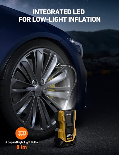 AstroAI AC/DC Tire Inflator Portable Air Compressor for Car, Air Pump for Car Tires, Car Accessories 150PSI with LED Light for Cars, Balls