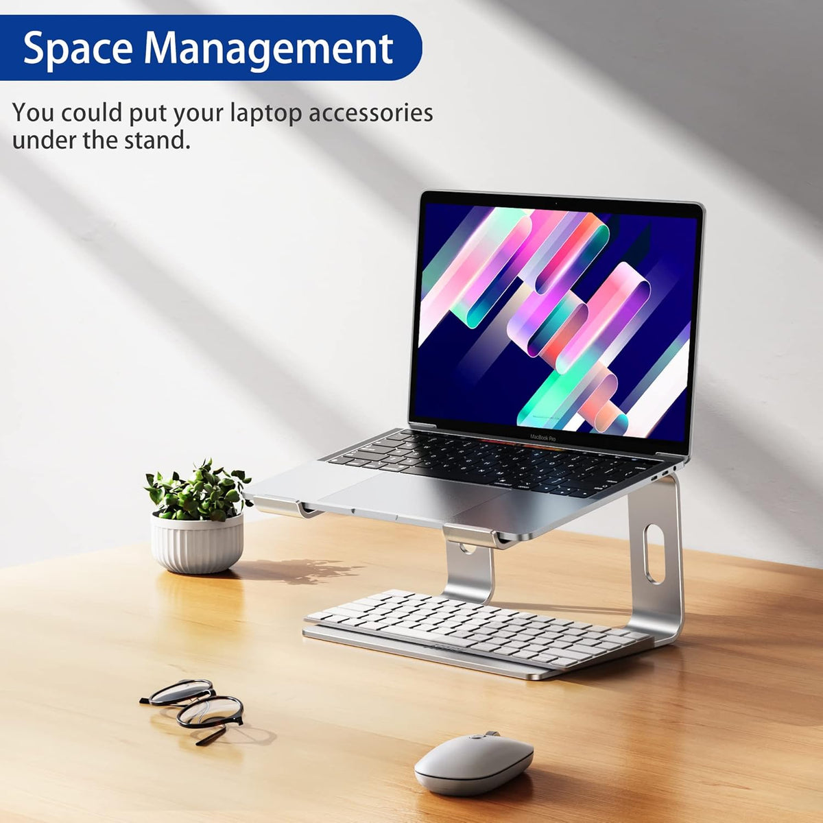 BESIGN LS03 Aluminum Laptop Stand, Ergonomic Detachable Computer Stand, Notebook Riser Compatible with Air, Pro, Dell, HP (Silver)