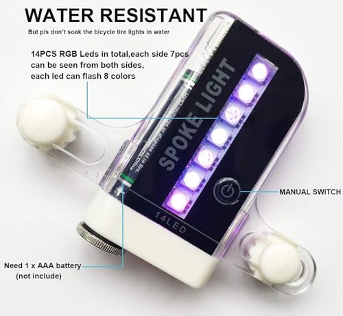 Bike Wheel Lights 2 Pack – Waterproof LED Spoke Lights, 30 Patterns, Auto On/Off