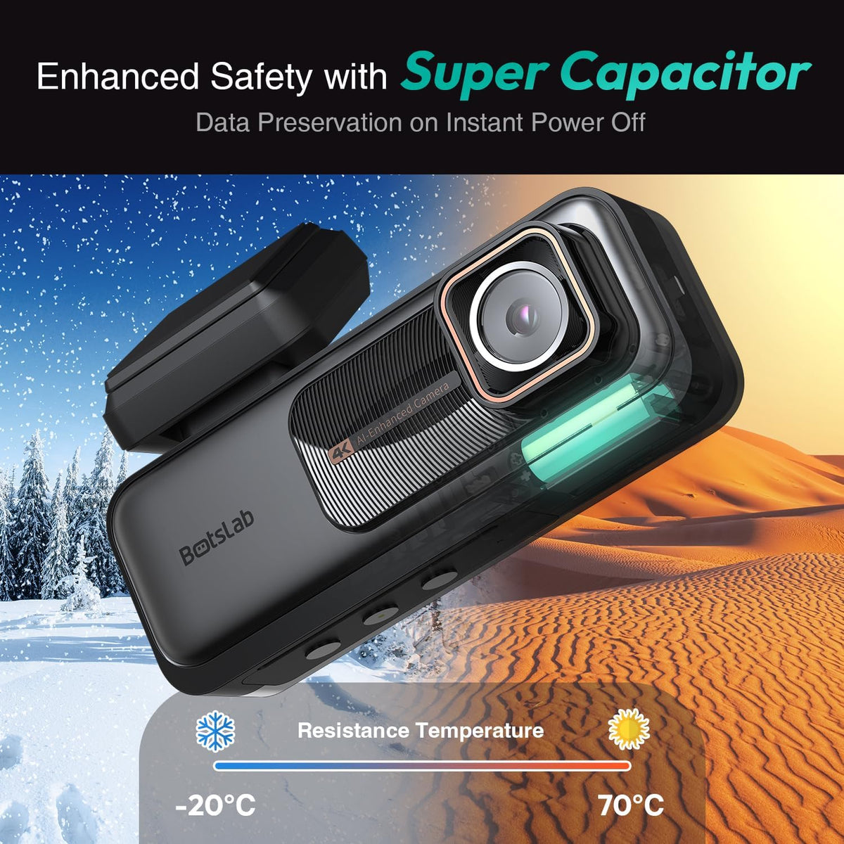 BOTSLAB 4K Dash Cam Front and Rear, 170° Ultra Wide 4K+2K Dashcam with ADAS, Night Vision, 24/7 Parking Mode, Sony STARVIS Sensor, WDR