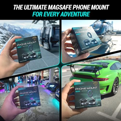 CARMOUNT Clutch-X™ Black - Upgraded Vacuum Phone Mount Suction Cup Car Phone Holder for iPhone, Window Phone Mount, 360° Vacuum Magnetic Phone Holder