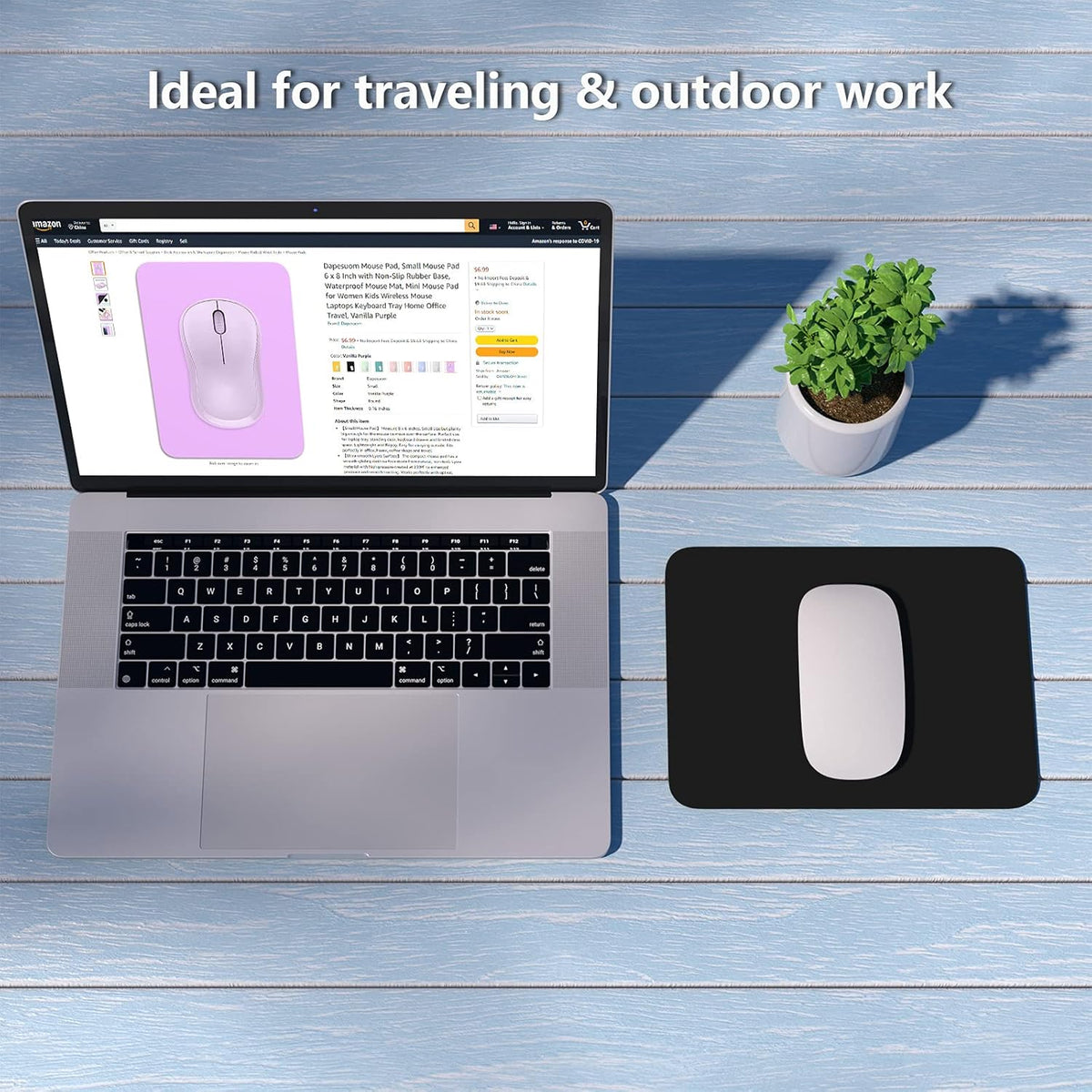 Dapesuom Small Mouse Pad, 6 x 8 Inch Thick Rubber Premium-Textured Non-Slip Portable & Washable Mini Mouse Mat (Black)