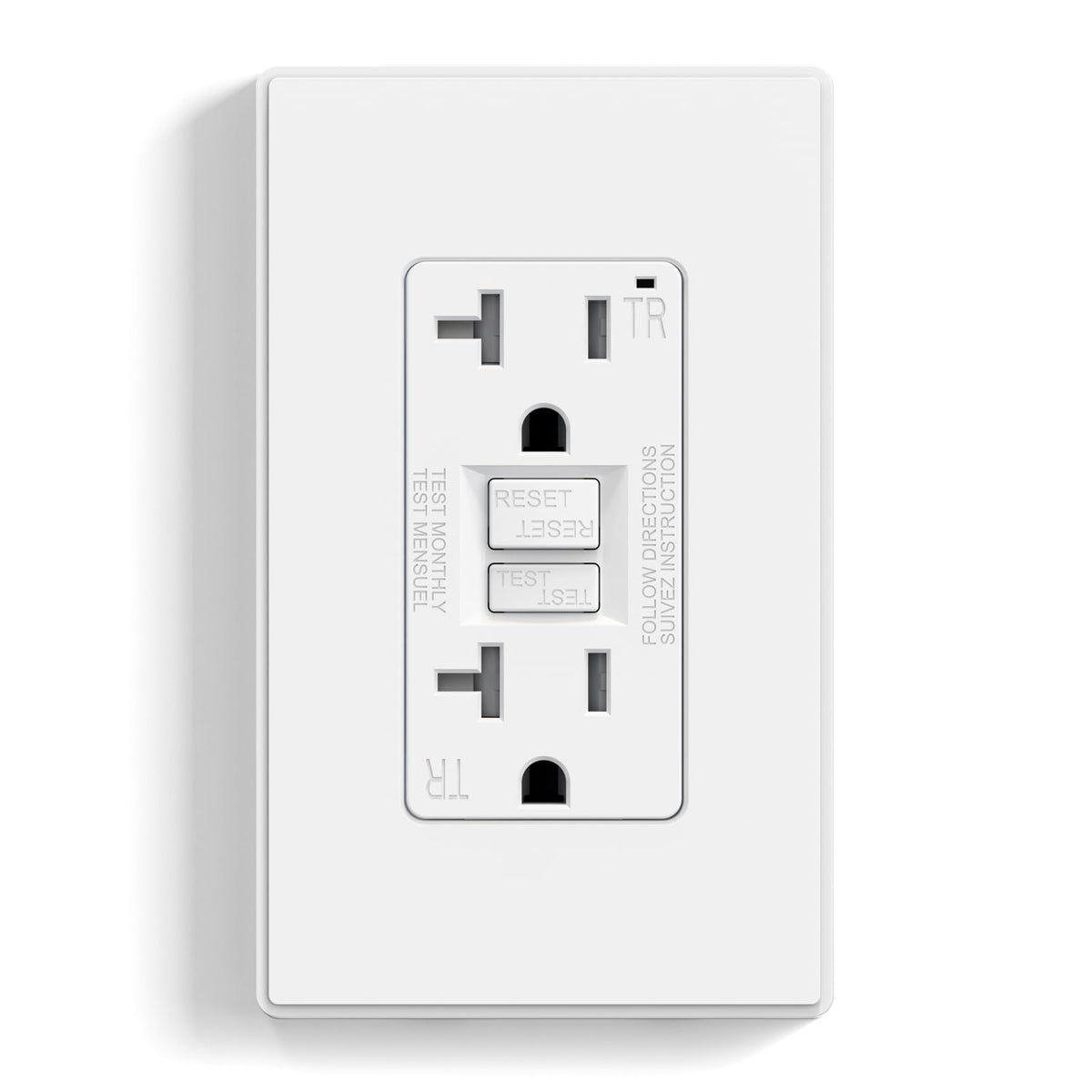 ELEGRP GFCI Outlet 20 Amp, Self-Test GFI Electrical Outlet with Thinner Design, TR Tamper Resistant GFCI Receptacle (1 Pack)