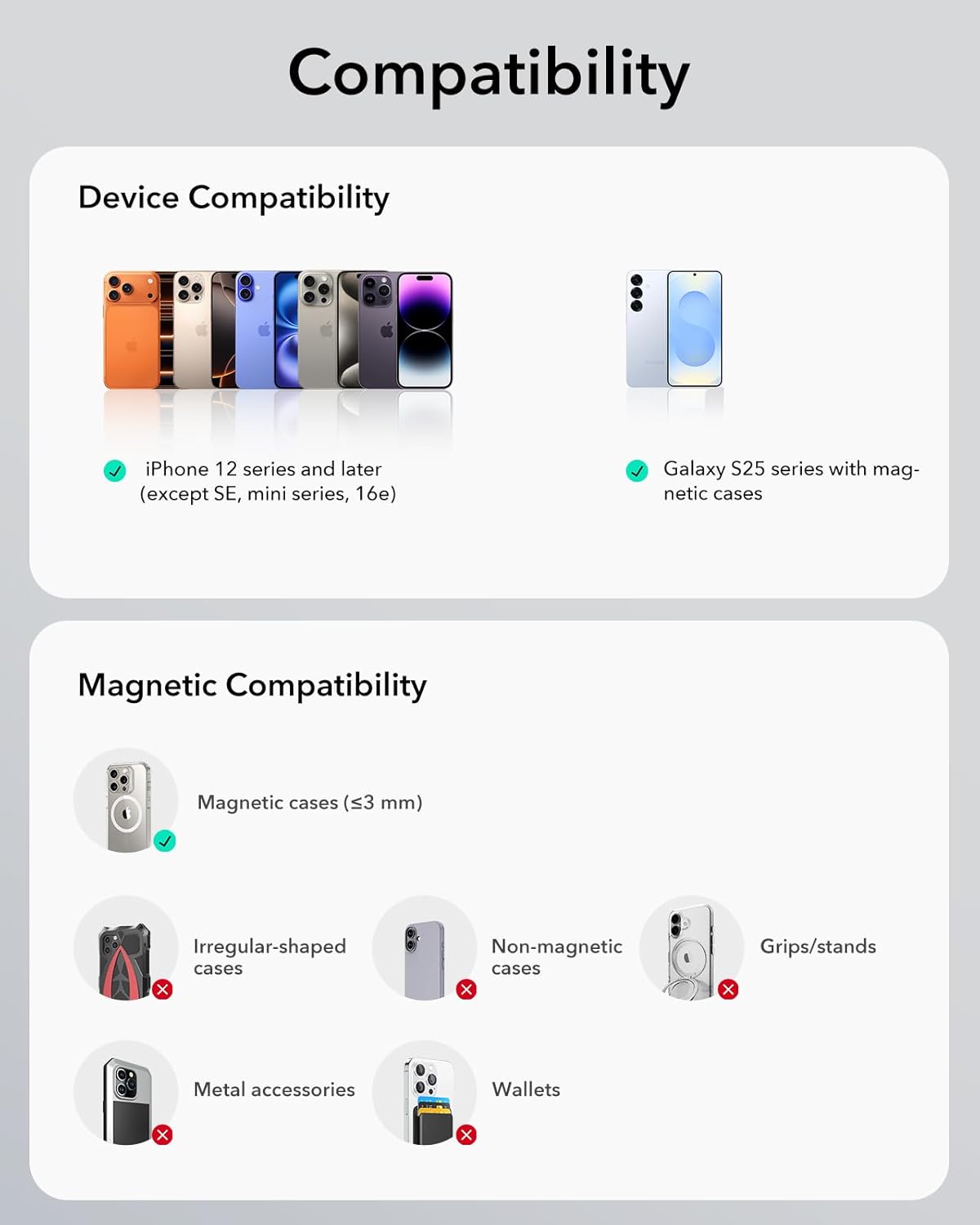 ESR for MagSafe Car Mount Charger, 15W Magnetic Wireless Car Charger, for MagSafe Car Charging, Air Vent Dashboard Phone Holder Mount