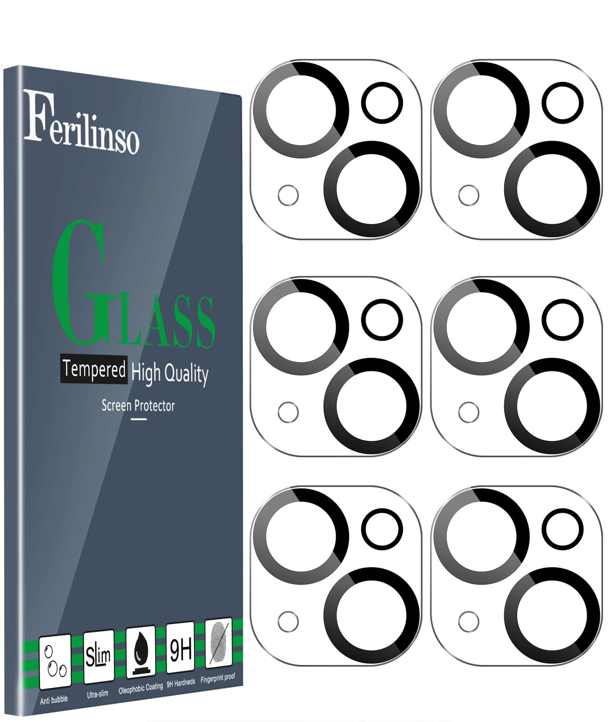 Ferilinso for iPhone 14 iPhone 15 iPhone 14 Plus iPhone 15 Plus Camera Lens Protector for iPhone 13 13 Mini Lens Screen Protector Accessories Cover 9H