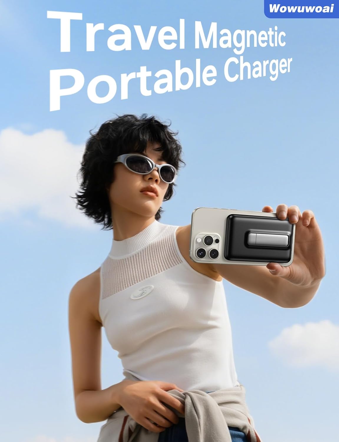 for Magsafe Portable Charger, 10000mAh Wireless Magnetic Power Bank with USB C Charging and stand, Travel Essential for Magsafe Battery Pack