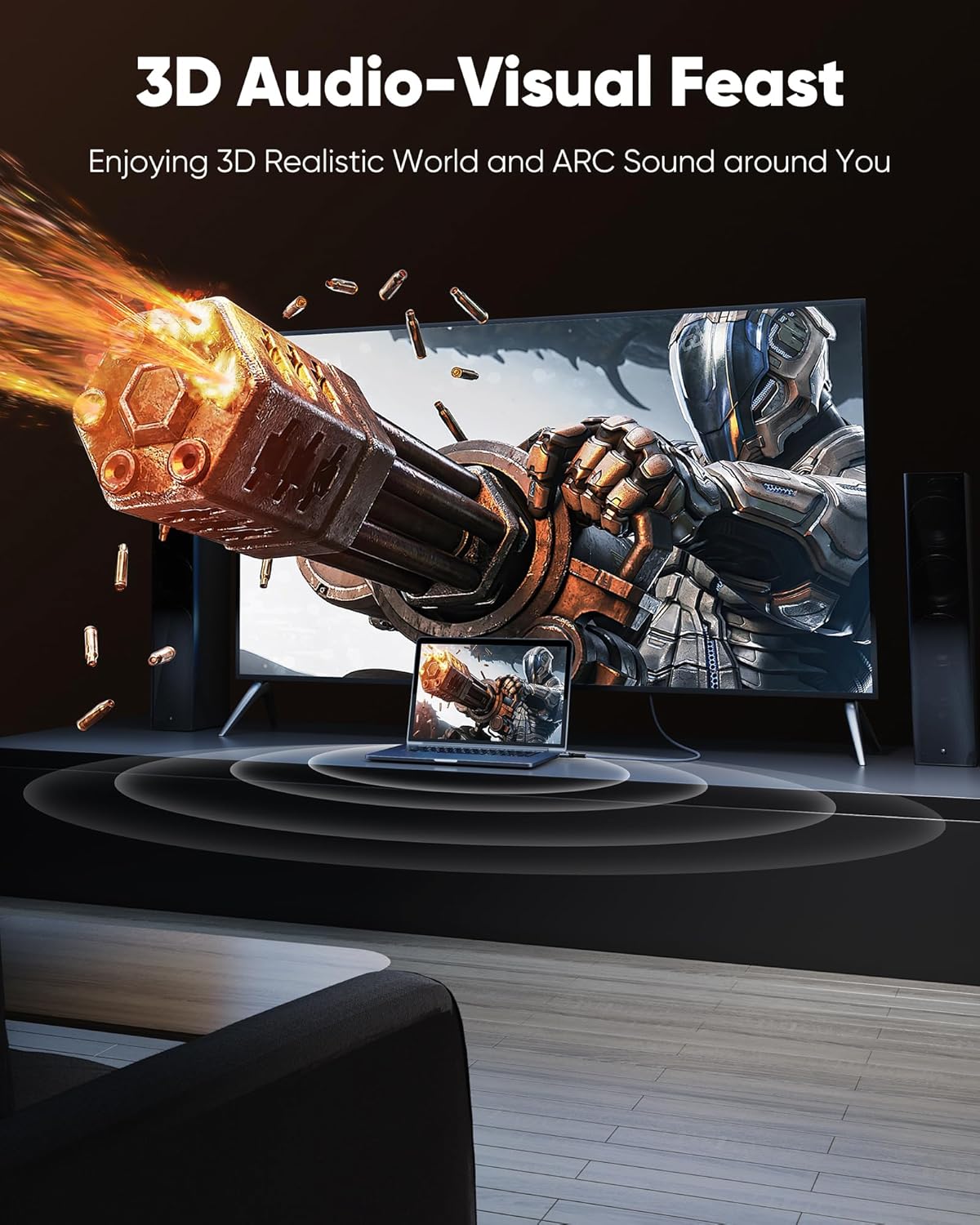 Highwings 4K HDMI Cable 6.6FT/2m - High-Speed HDMI 2.0 Quality Cord 4K@60Hz, Braided Nylon & Gold Connectors, HDR, Ethernet, ARC, 3D, HDCP 2.2