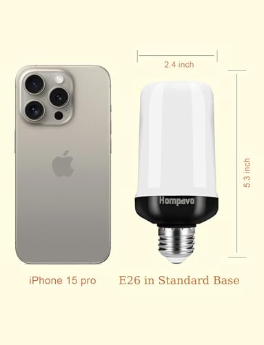 Hompavo, Upgraded, LED Flame Light Bulbs, 4 Modes Flickering Light Bulbs with Upside Down Effect, E26/E27 Flame Bulb
