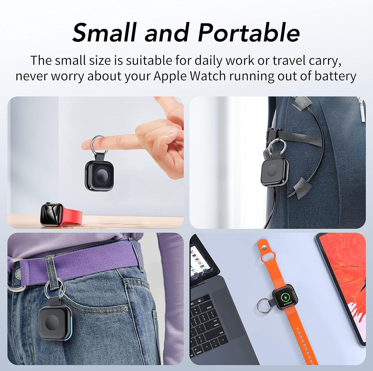 HUOTO Portable Charger for Apple Watch, Wireless Magnetic iWatch Charger 1200mAh Power Bank Travel Keychain Accessories Smart Chargers