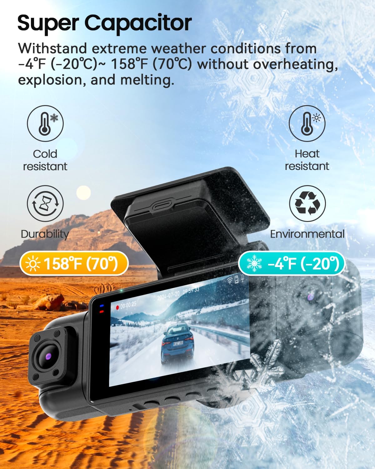 IIWEY N5 4 Channel Dash Cam 360° View, 1080P Front and Rear Inside, Left Right Dash Camera for Cars, 8 IR Lamps Night Vision, 5G WiFi & APP Control