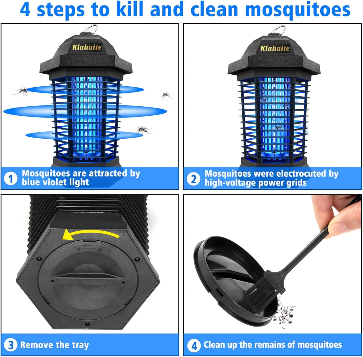 Klahaite Bug Zapper Outdoor, Electric Mosquito Zapper, Fly Zapper Indoor Fly Traps, Mosquito Repellent Outdoor Patio and Backyard Covers 1/2 Acre