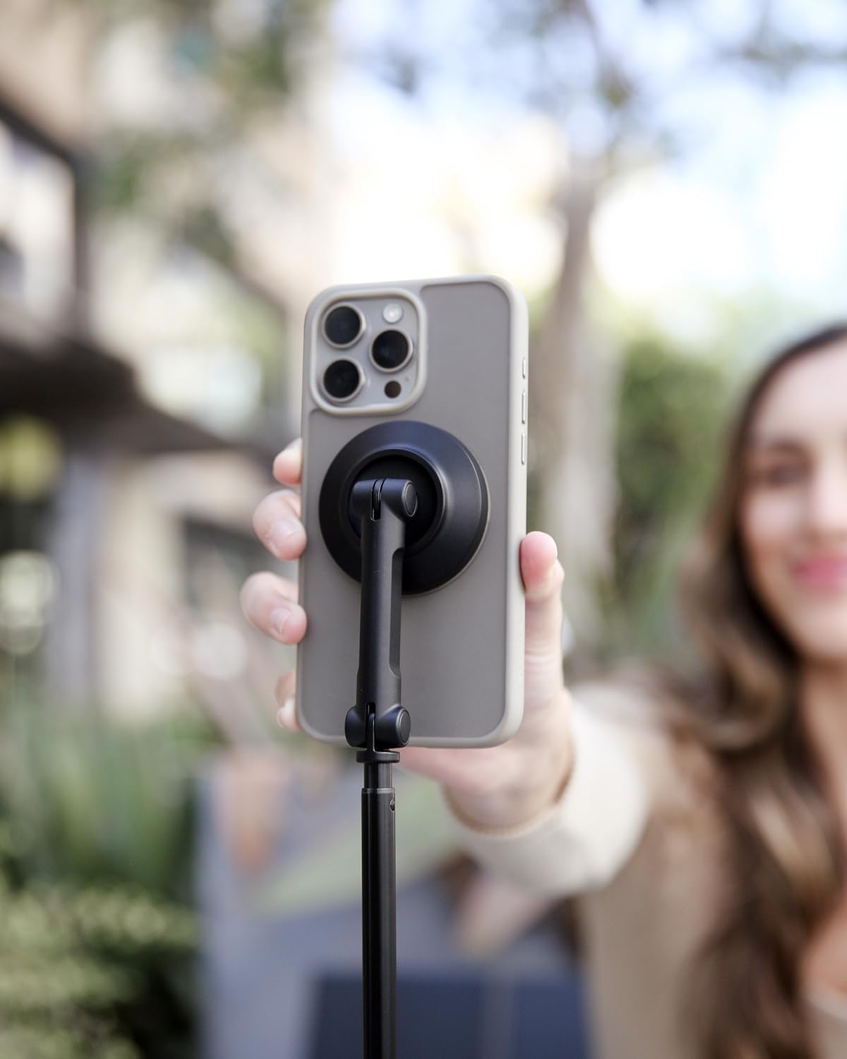 KraftGeek Magnetic Phone Tripod for iPhone MagSafe - 66'' Automatic Selfie Stick with Remote, Portable Tripod Stand for Video Recording (Black)