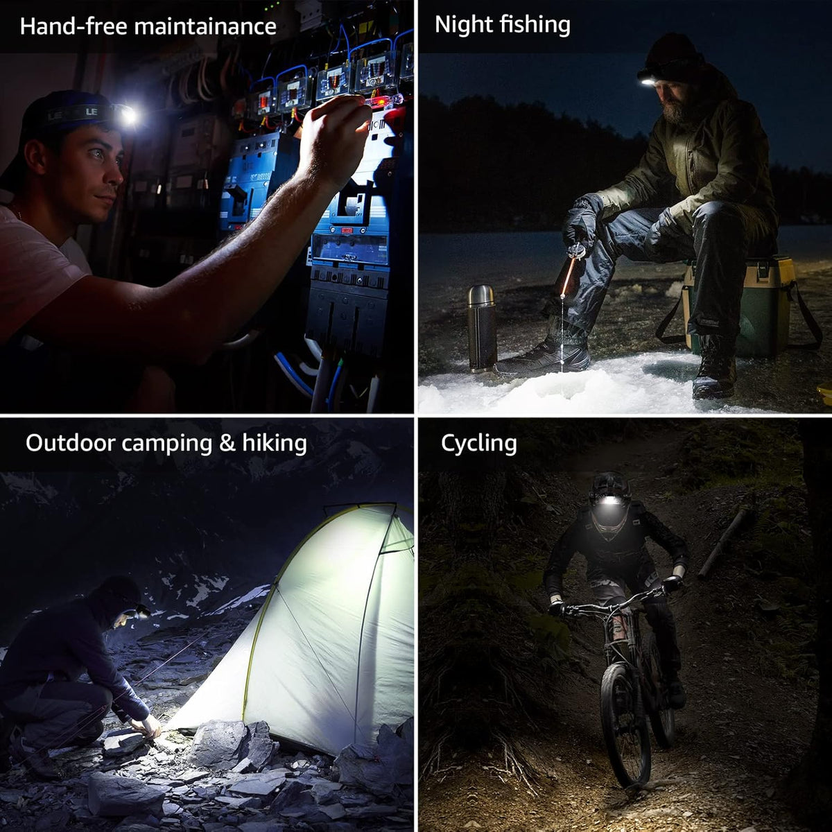 Lepro HeadLamp, 2 Pack Super Bright LED Head lamp with 6 Lighting Modes, Waterproof, Battery Powered LED Lightweight Headlight