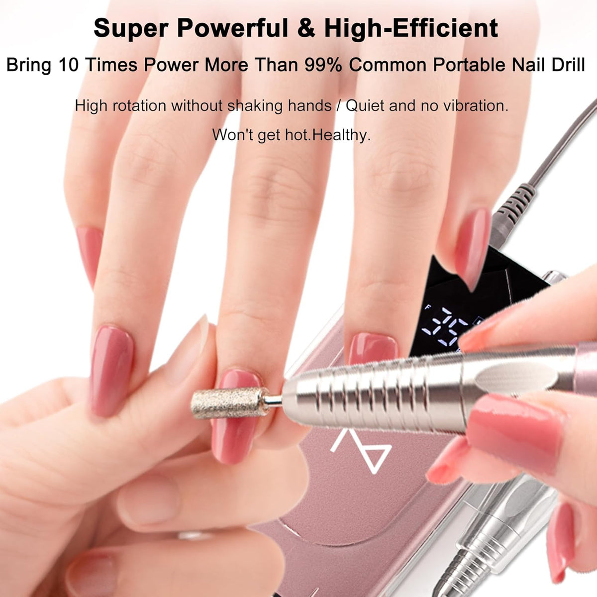 M - Max Brushless Nail Drill & GlowPro UV/LED Lamp Bundle - Professional Electric File for Manicures & Pedicures - Fast Curing Gel & Acrylic Nails