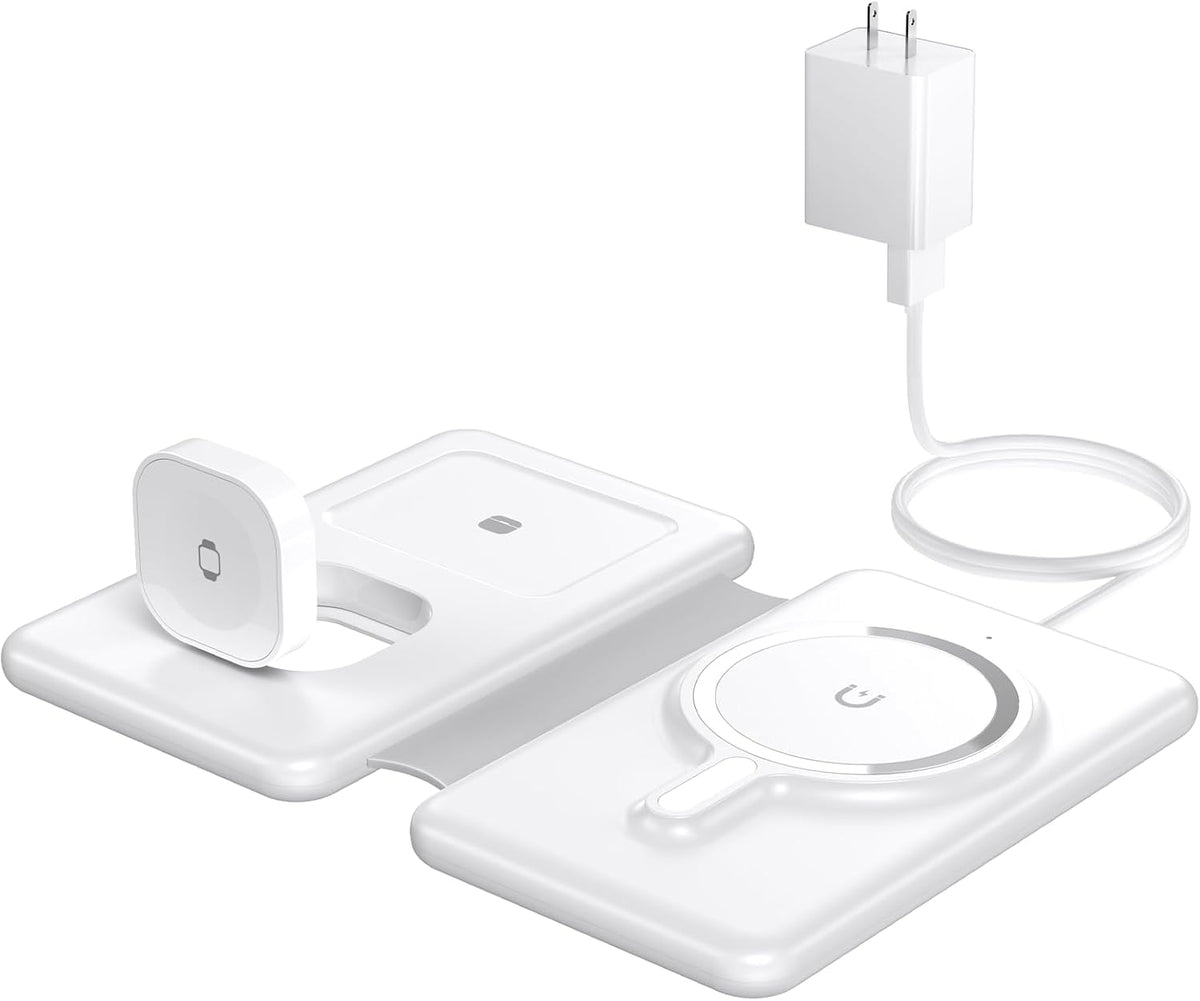 Magnetic Wireless Charger for iPhone, 3 in 1 Travel Charging Station for Apple Devices for iPhone 17 Air 16 15 14 13 12 Pro Max Plus