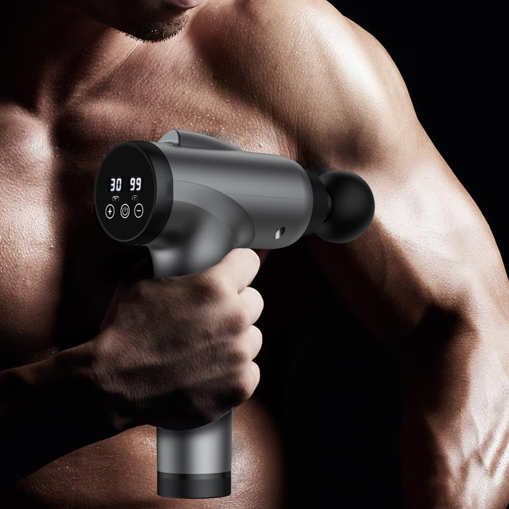 Massage Gun Deep Tissue, Handheld Electric Percussion Muscle Massager (Grey)