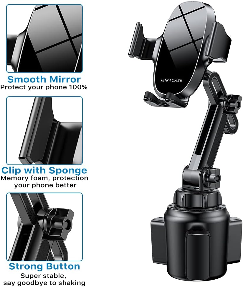 Miracase, Upgraded Version Cup Phone Holder for Car, Universal Adjustable Long Neck Car Phone Mount Cradle Friendly