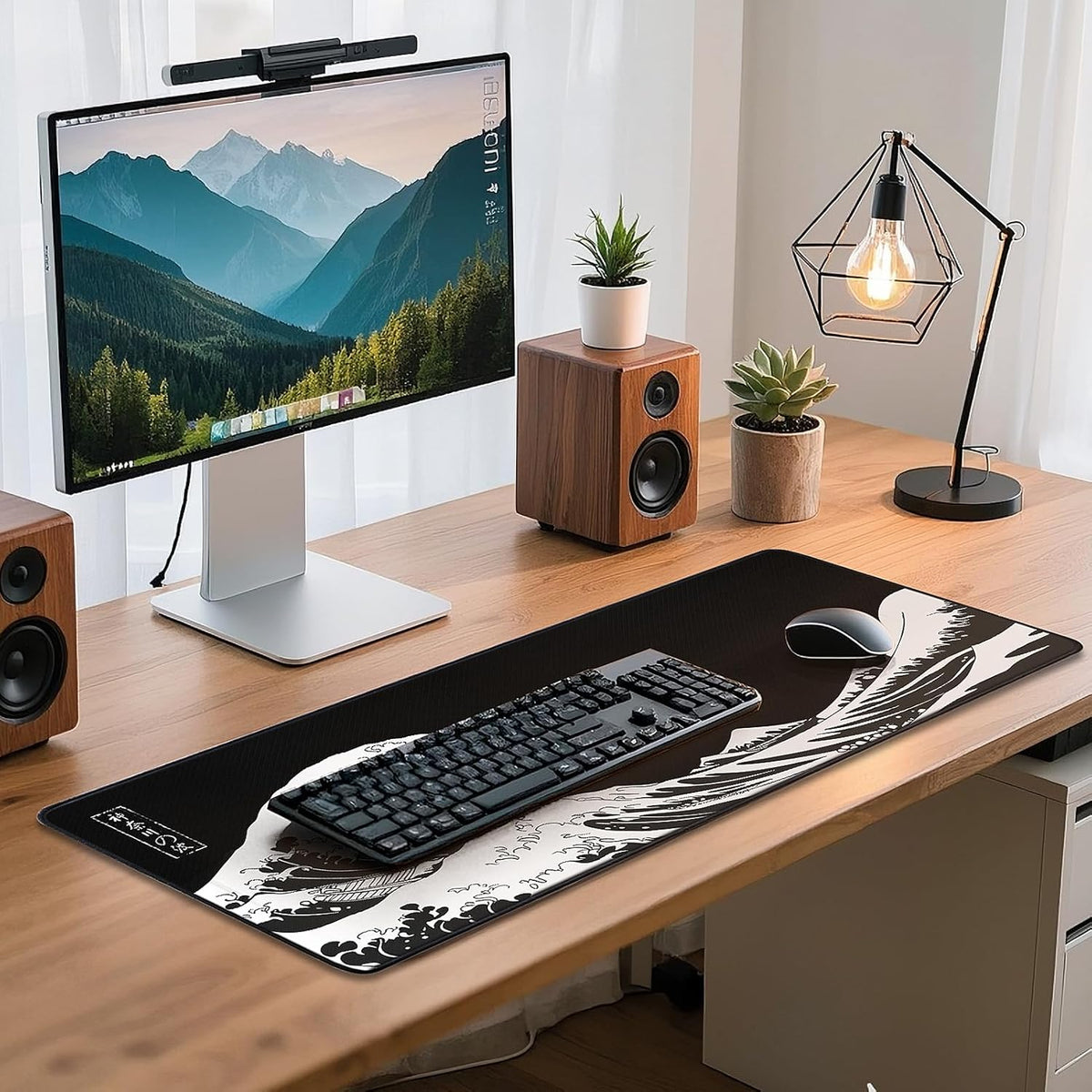 Mouse Pad Gaming - Desk Mat for Keyboard and Mouse - Kanagawa Large Mouse Pad for Desk, Japanese Sea Wave Mousepad (31.5 x 11.8inch)