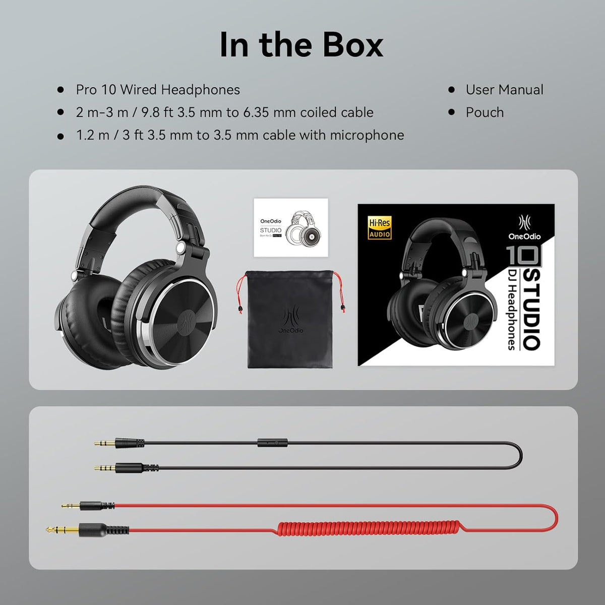 OneOdio Wired Over Ear Headphones Hi-Res Studio Monitor & Mixing DJ Stereo Headsets with 50mm Drivers and 1/4 to 3.5mm Jack (Black)