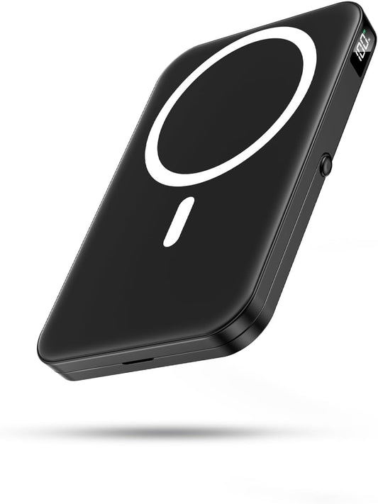 Portable Charger for Magsafe Battery Pack, 10000mAh Power Bank with Foldable Stand, Travel PD 22.5W Fast Charge, Magnetic Charge Wireless Charger