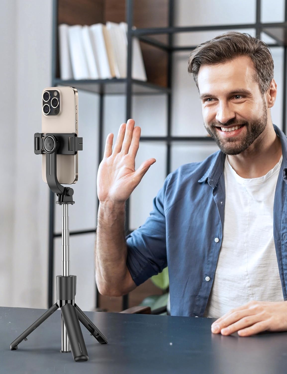 Portable Selfie Stick, 4 in 1 Extendable Phone Tripod Stand with Detachable Wireless Remote & Phone Holder 360° Rotating Mini Travel Tripod