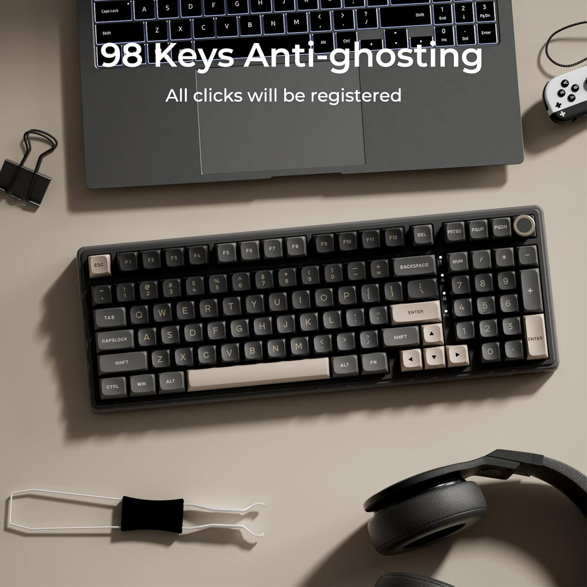 RK ROYAL KLUDGE R98 Pro Wired Mechanical Keyboard, 96% Creamy Gaming Keyboard RGB Backlit with Number Pad and Volume Knob, Gasket Mount