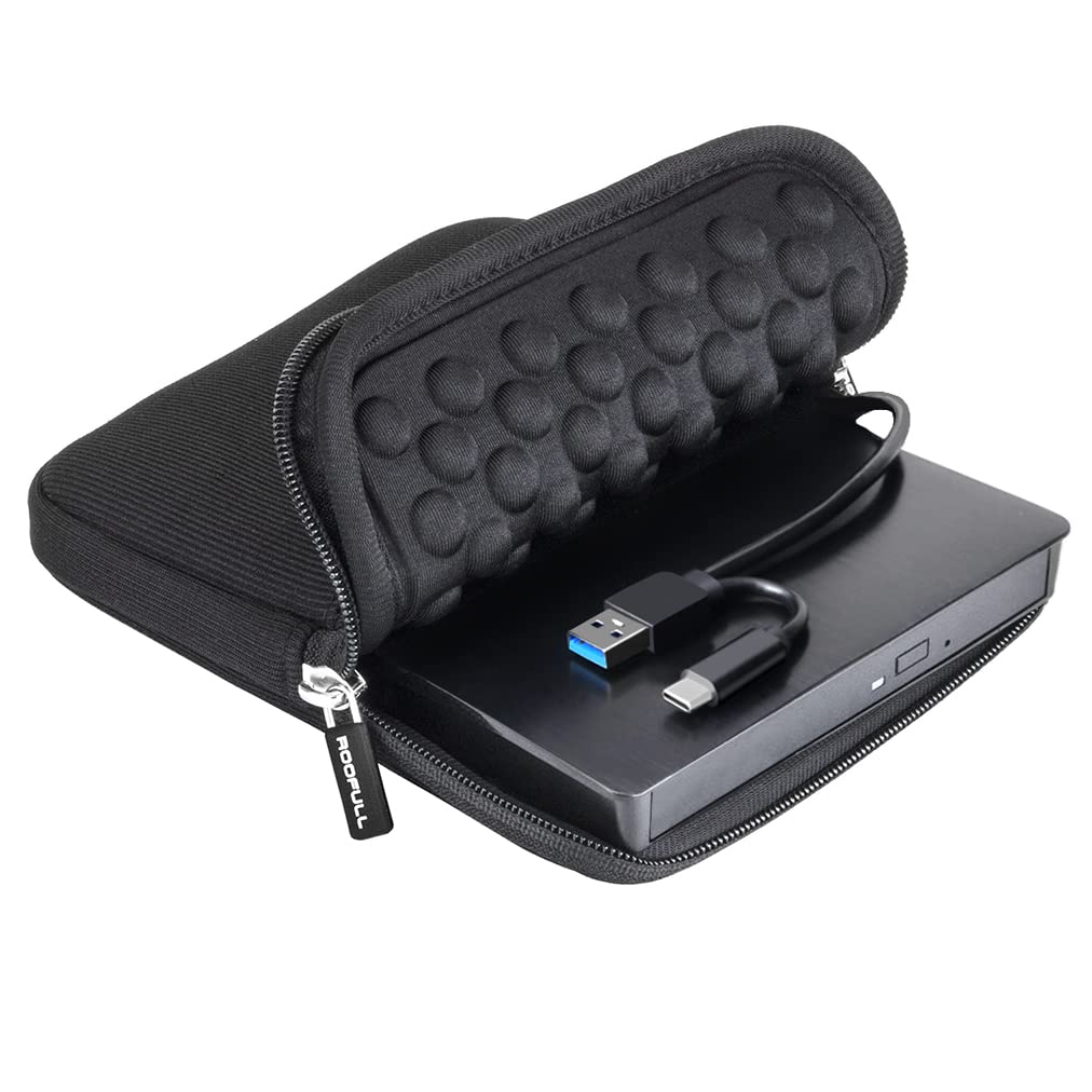ROOFULL External CD DVD +/-RW Drive for Laptop Mac, USB 3.0 & USB-C CD DVD Disc Reader Writer Burner CD-ROM Portable DVD Player with Carrying Case