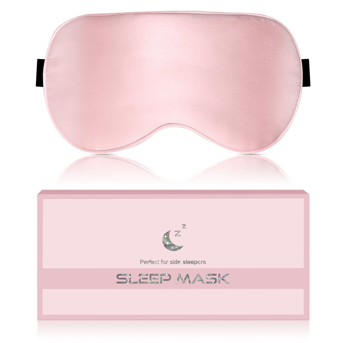 Silk Sleep Mask for Women - Soft Breathable Organic Natural Mulberry Silk Fabric Blackout Eye Mask for Sleeping (Pink)