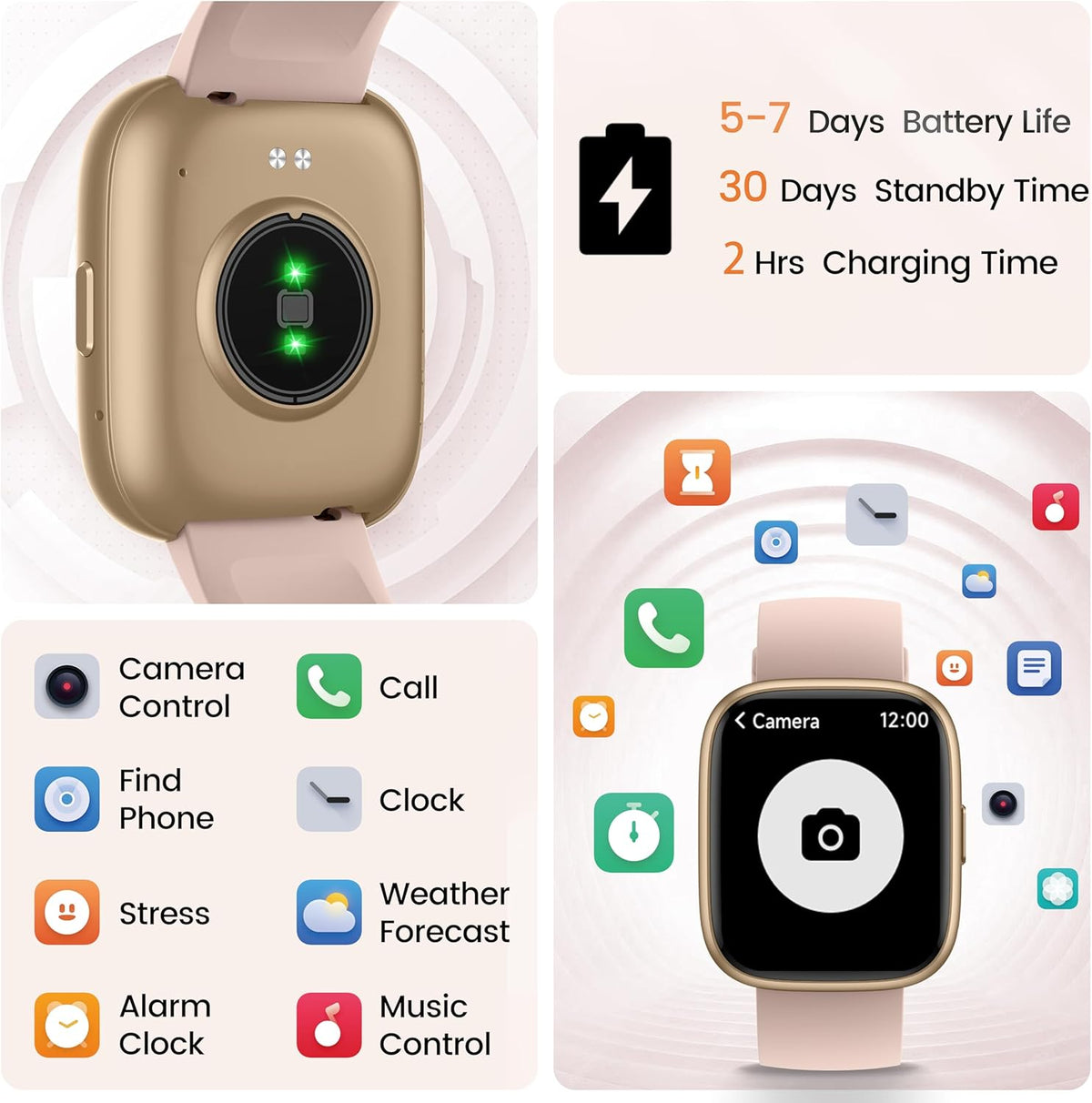 Smart Watch with Alexa Built-in, 1.83" HD Touchscreen Fitness Tracker with Bluetooth Calling, Fitness Watch with Heart Rate/Sleep Monitor/120 (Pink)