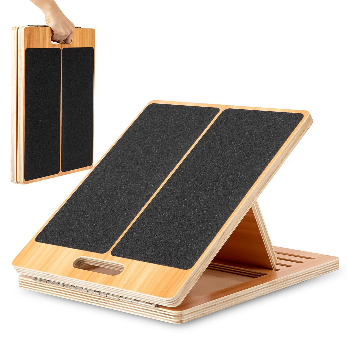 StrongTek 13” Wide Portable Wooden Slant Board, 5-Level Incline (15°-35°), Lower Grip Handle, Beginner Friendly, Non-Slip Surface