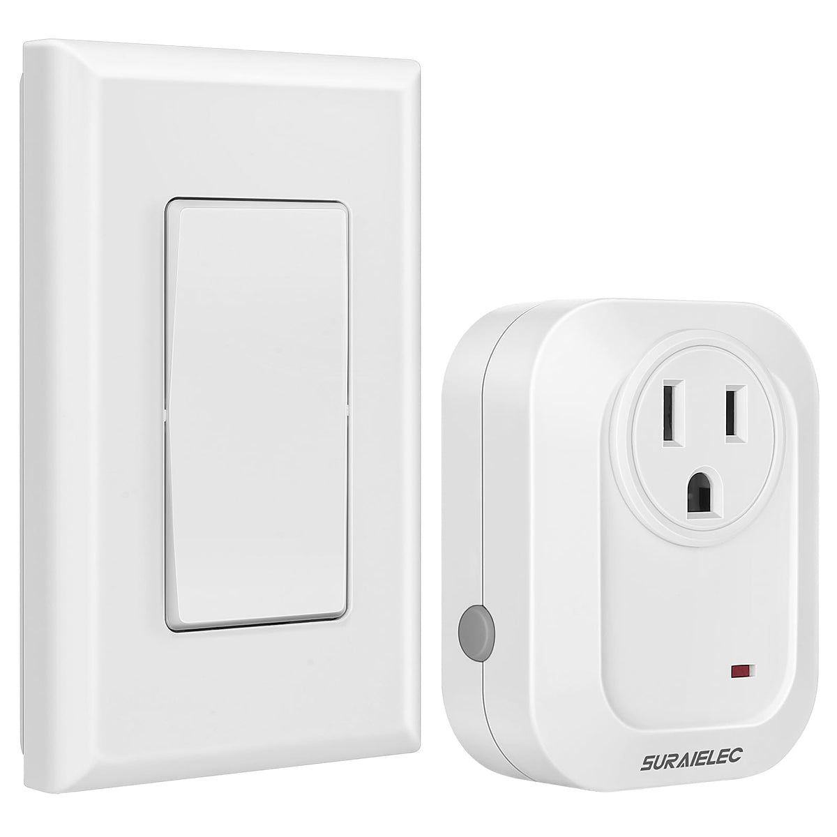 SURAIELEC Wireless Wall Switch Remote Control Outlet, No Wiring Needed, 100ft RF Range, Pre-Programmed, Expandable Remote Light Switch Kit for Plug