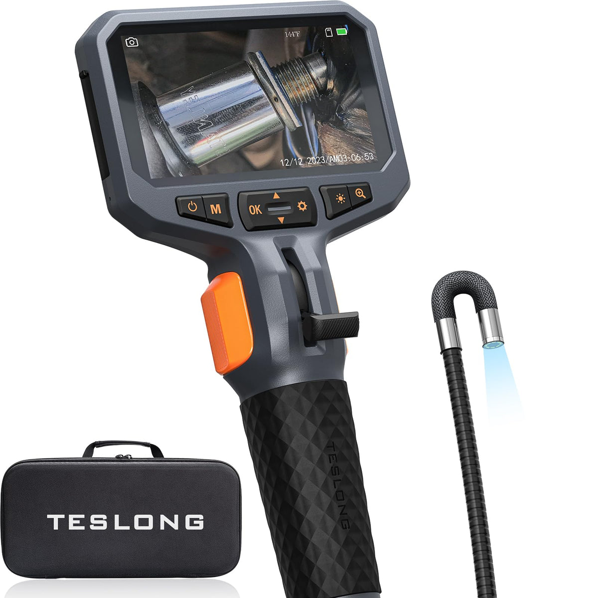 Teslong Two-Way Articulating Borescope with Light, Industrial Endoscope Inspection Camera with Articulated Probe