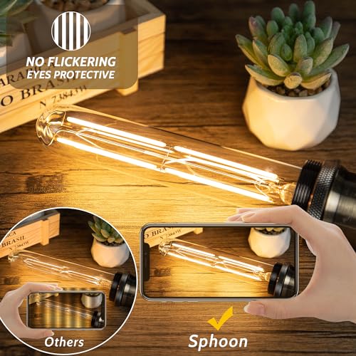 Tubular Light Bulb 7.3 Inch Dimmable T10 LED Bulb E26 6W 60 Watts Edison Bulbs 2700K Solf White, 185mm Long for Wall Sconces, Pendant, Livingroom