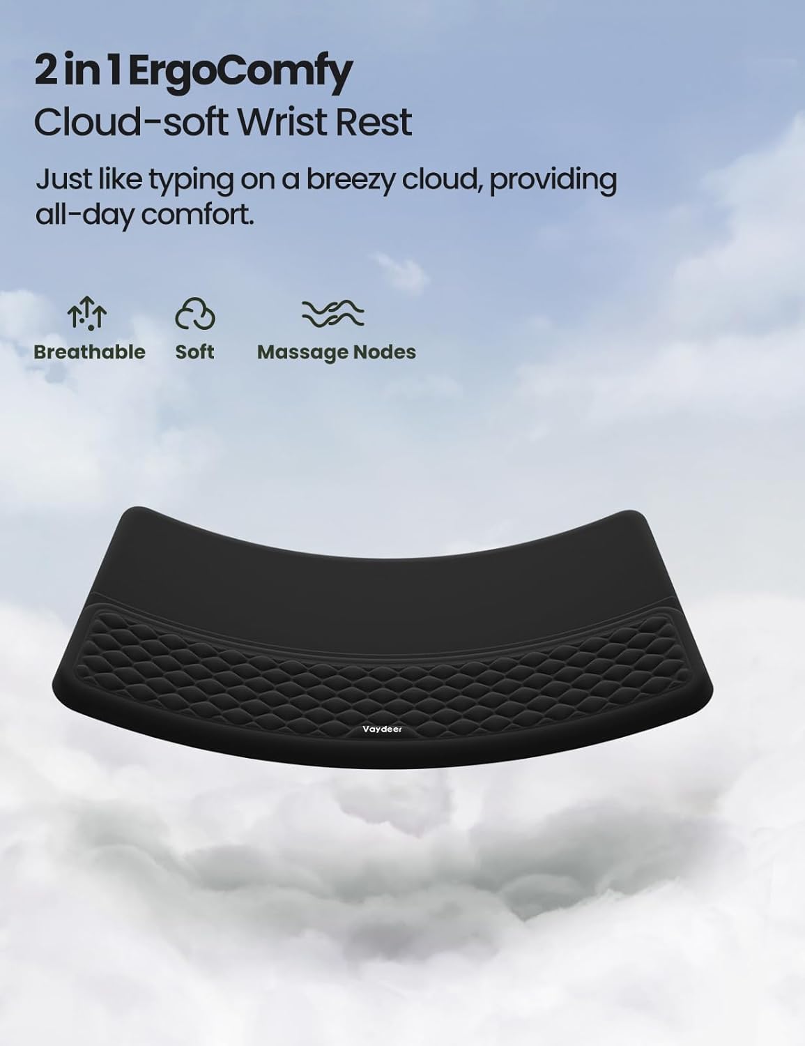 Vaydeer Wrist Rest with Keyboard Stand, Computer Wrist Support Pad, Ergonomic Keyboard Riser Holder Lifter Tray with Wrist Pad
