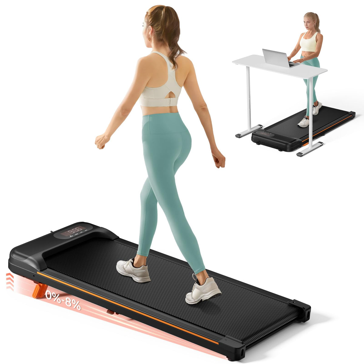 Walking Pad, Under Desk Treadmill with Incline for Home Office 2.5HP Portable Walking Treadmill with 265 Lbs Weight Capacity Walking Machine