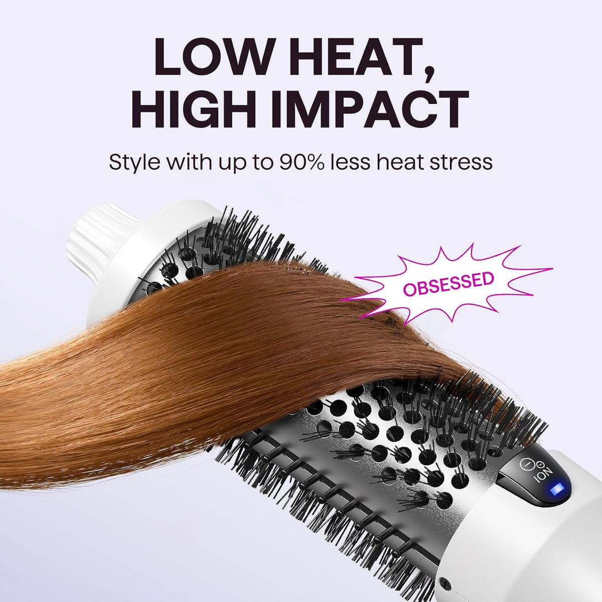 Wavytalk Blowout Boost Thermal Brush, 1.5 inch Heated Round Brush for Blowout Look, Negative Ion Technology, Ceramic Tourmaline (White)