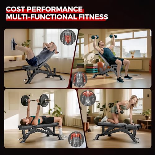 Weight Bench, Adjustable Workout Bench for Home Gym Full Body Workout, 1300LBS Weight Capacity Bench Press, Flat/Incline Bench