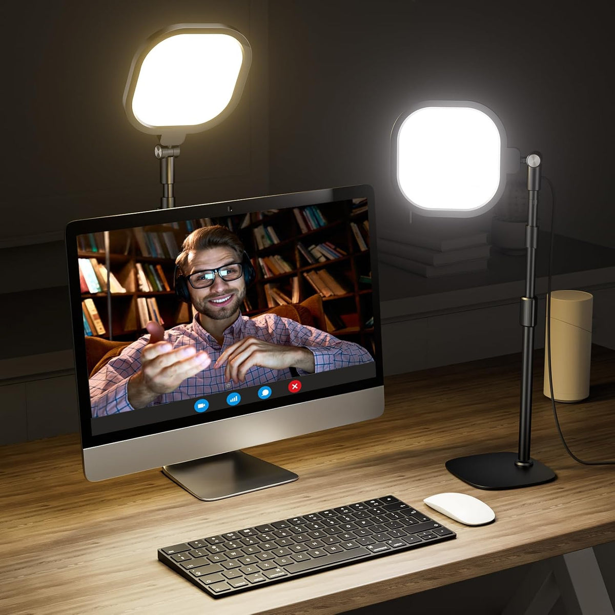 Zoom Lighting for Computer, Adjustable Desk Lighting for Video Calls, 30 Light Modes Video Conference Light, Desk Ring Light with Stand for Webcam