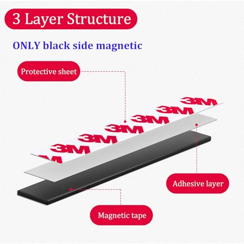 10 Feet x1/2 in Magnetic Tape Strips Roll with Adhesive Backing, Flexible Sticky Magnet Tape for Lightweight Craft DIY Projects