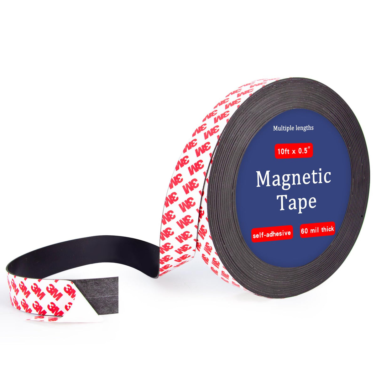10 Feet x1/2 in Magnetic Tape Strips Roll with Adhesive Backing, Flexible Sticky Magnet Tape for Lightweight Craft DIY Projects