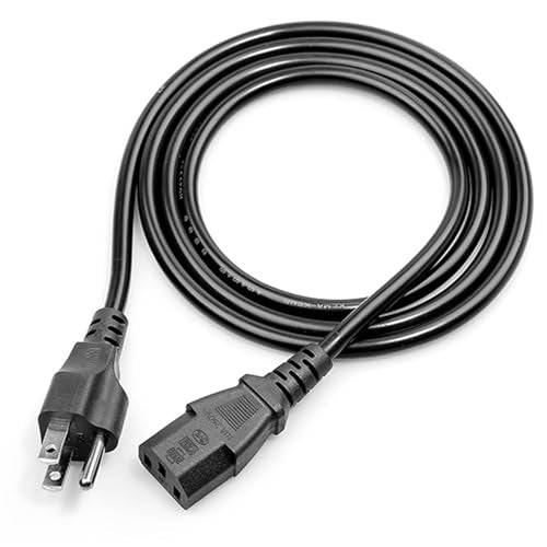 10ft 3-Prong AC Power Cord - Universal Replacement Cable for TV, Computer, Monitor & Treadmills