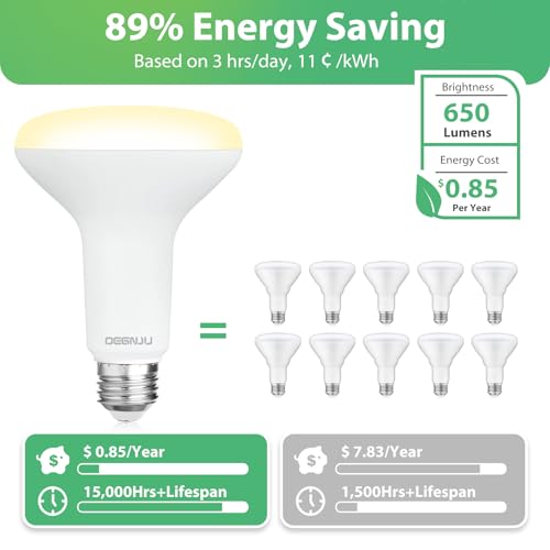 12 Pack BR30 LED Recessed Light Bulb, Dimmable Indoor Flood Light Bulbs CRI80 7W Equivalent 65W 2700K Soft White 650 Lumens