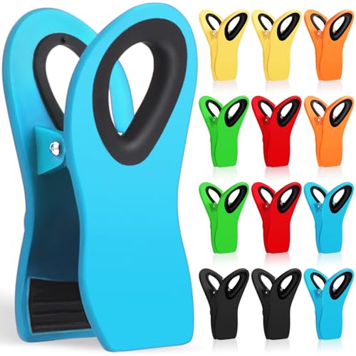 12 Pack Chip Clips Bag Clips, Magnetic Bag Clip for Food Storage Heavy Duty, Plastic Food Clip for Chips, Snack, Kitchen, Refrigerator, Garden, Sewing