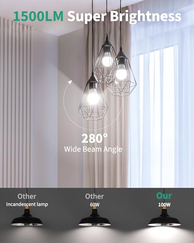 12 Pack LED Light Bulbs 100 Watt Equivalent, A19 15W 5000K Daylight, Super Bright White Light 1500 Lumens