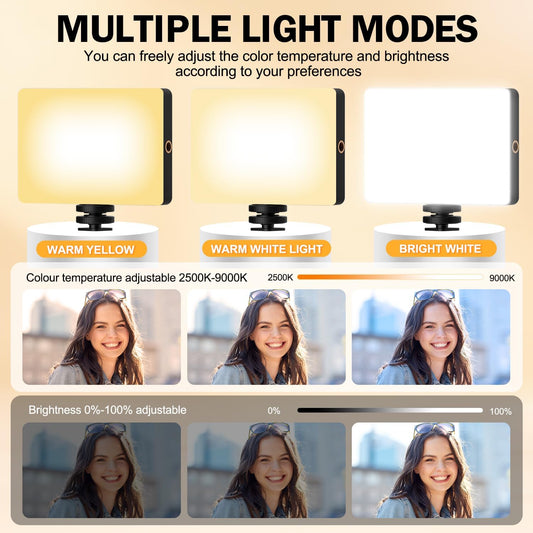120 LED Selfie Light for iPhone, Portable Phone Light with Clip & Camera Tripod Adapter - 5000mAh Rechargeable, 3 Lighting Modes