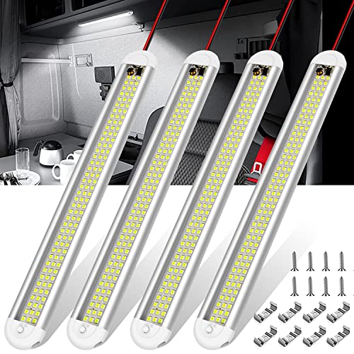 12v LED Interior Light Bar, CT CAPETRONIX 120LEDs 1500LM 8W DC 12 Volt led Strip Lights with ON/Off Switch, for Enclosed Cargo Trailer (4Pack)